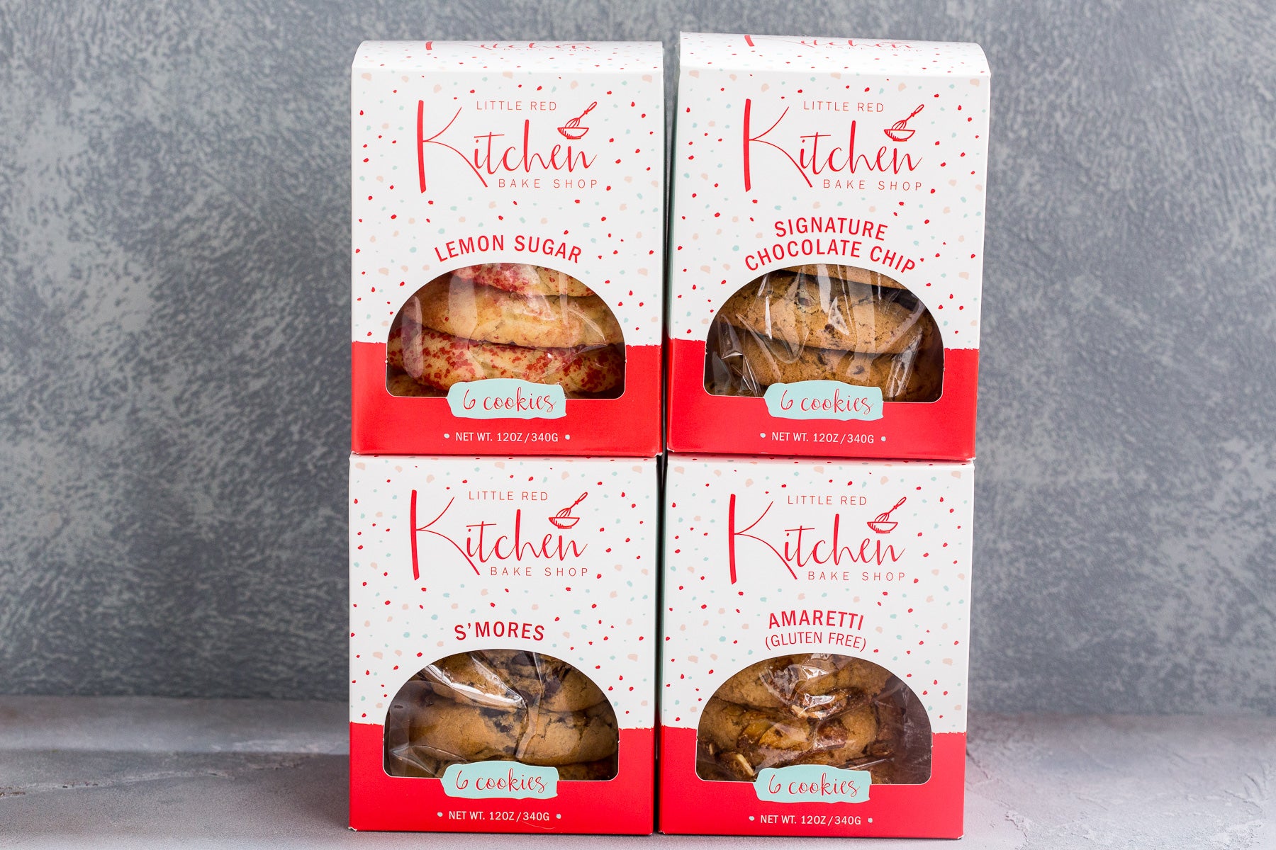 Red Cookie Gift Boxes with Red White Blue Ribbon